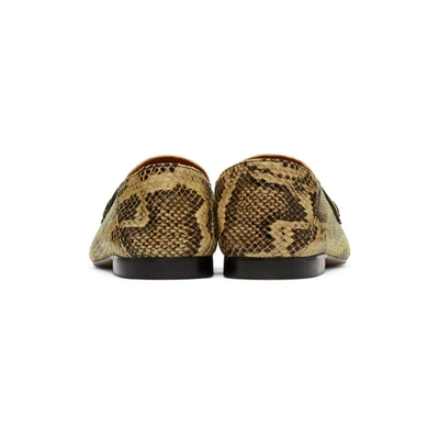 Shop Isabel Marant Tan Snake Fezzy Loafers