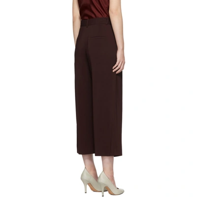 Shop Tibi Burgundy Stella Wide-leg Cropped Trousers In Darkcurrant