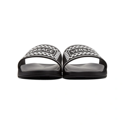 Shop Versace Black 90s Logo Slides In Dnw Nero+bi