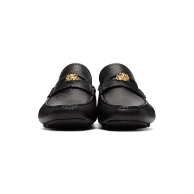 Shop Versace Black Medusa Driver Loafers