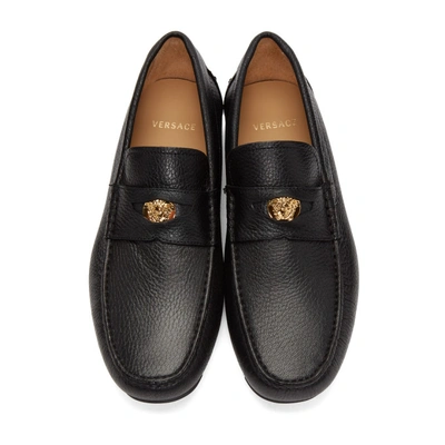 Shop Versace Black Medusa Driver Loafers