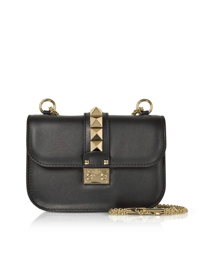 Shop Valentino Lock Small Leather Chain Shoulder Bag In Black