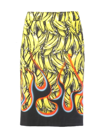 Shop Prada Banana Flame Skirt In F0d7a Lime Black
