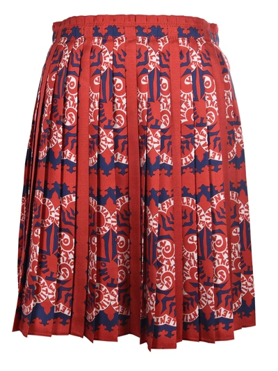 Shop Valentino Printed Skirt In Mby Brick/pure Blue