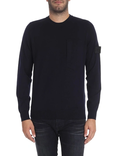 Shop Stone Island Shadow Project Wool And Silk Pullover In Blu
