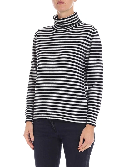 Shop Altea Striped Sweater In Black/white