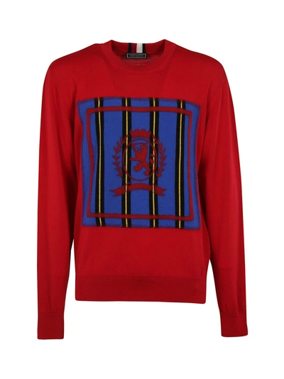 Shop Tommy Hilfiger Logo Color-block Sweater In Red