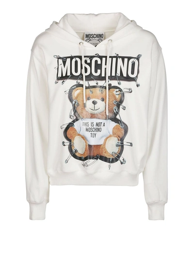 Shop Moschino Bear Print Hoodie In White