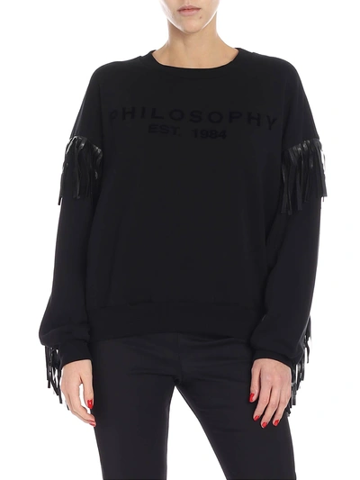 Shop Philosophy Di Lorenzo Serafini Fringed Sweater In Nero