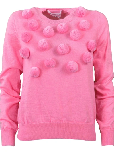 Shop Comme Des Garcons Girl Comme Girl Pom Pom Knitted Sweater In Pink