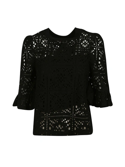 Shop See By Chloé Crochet Effect Blouse In Black