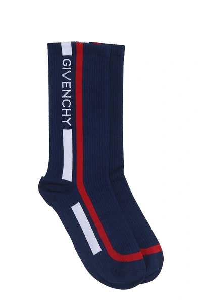 Shop Givenchy Blue Cotton Socks