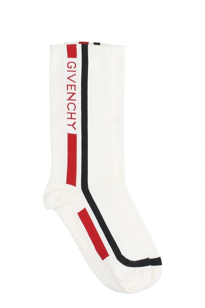 Shop Givenchy Biker Style Socks In White Cotton