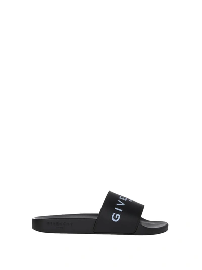 Shop Givenchy Flat Sandals In Black Rubber