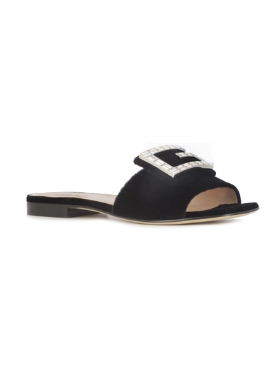 Shop Gucci Logo Flat Sandals In Black