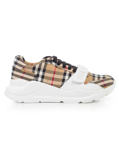 Shop Burberry Vintage Check Sneakers In Antique Yellow