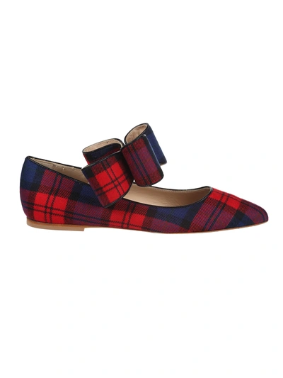 Shop Polly Plume Tartan Ballerinas In Blue