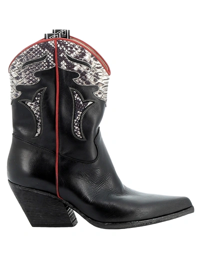 Shop Elena Iachi Black Leather Ankle Boots