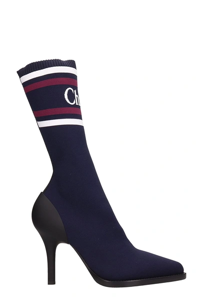 Shop Chloé Tracy Navy Sock Knit Ankle Boots In Blue