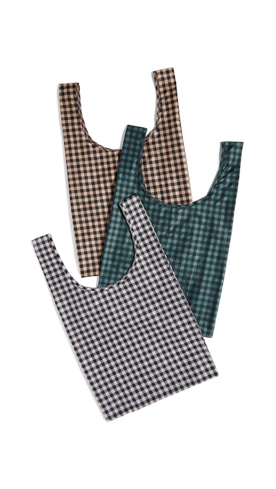 Shop Baggu Standard Packable Bag Triple Set In Green/blush /copper