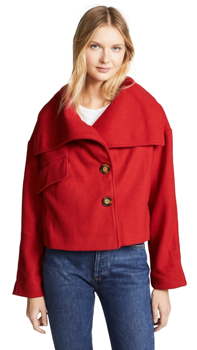 Shop Line & Dot Belle High Collar Jacket In Deep Red