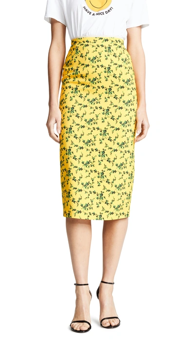 Shop N°21 Floral Midi Skirt In Yellow Multi