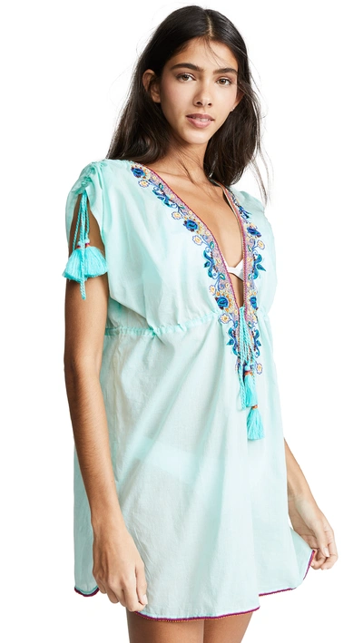 Shop Ondademar Embroidered Tunic In Blue