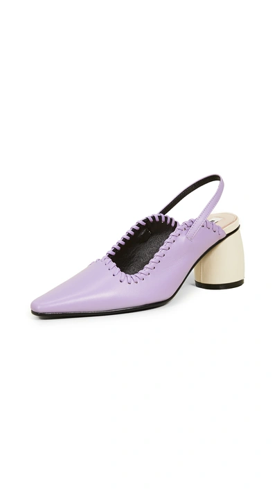 Shop Reike Nen Curved Middle Slingback Pumps In Purple/ivory