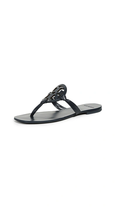Shop Tory Burch Square Toe Miller Flip Flops In Perfect Navy