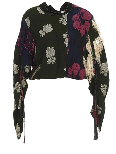 Shop Phillip Lim Cropped Gathered Sleeve Shirt In Multi