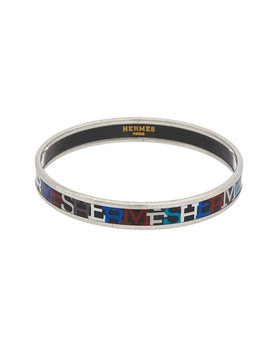 Pre-owned Hermes Printed Enamel Narrow Bangle In Nocolor