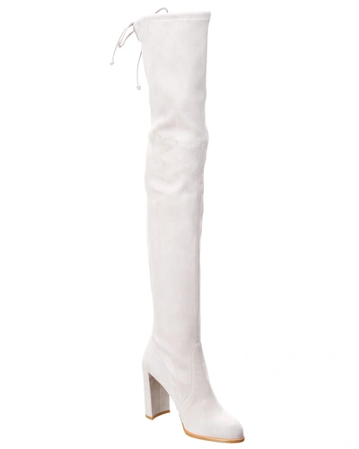 Shop Stuart Weitzman Suede Over The Knee Boot In White