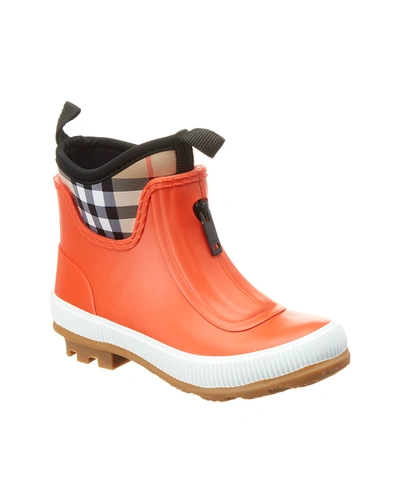 Shop Burberry Housecheck Rain Boot In Red