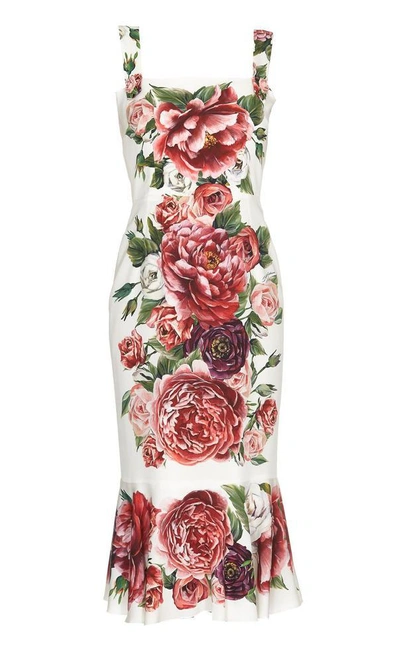 Shop Dolce & Gabbana Floral Print Fitted Dress In Multi