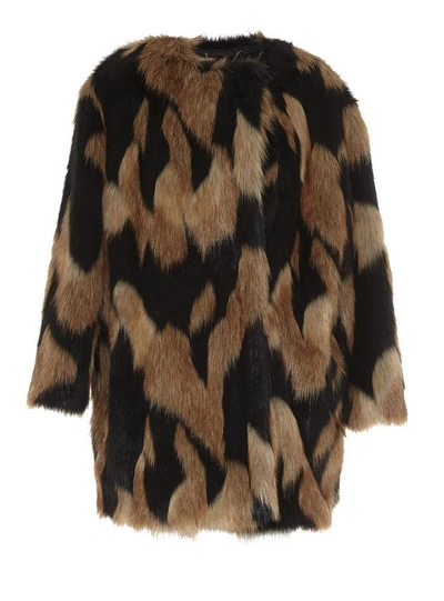 Shop Givenchy Graphic Faux Fur Short Coat In Multi