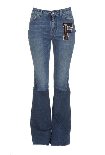 Shop Dolce & Gabbana F Patch Flare Jeans In Blue