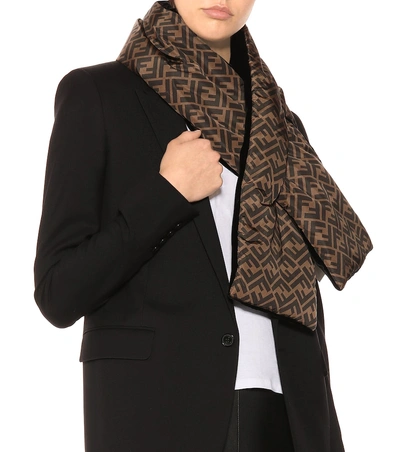 Shop Fendi Reversible Printed Scarf In Brown