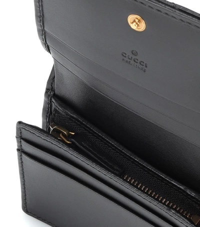 Shop Gucci Gg Marmont Leather Wallet In Black