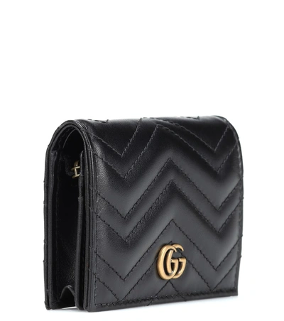 Shop Gucci Gg Marmont Leather Wallet In Black