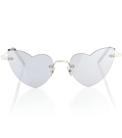 Shop Saint Laurent Sl 254 Loulou Heart-shaped Sunglasses In Grey