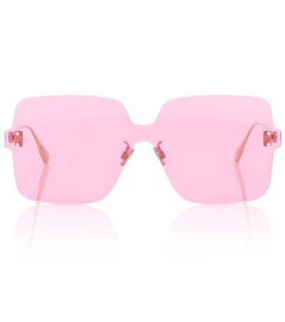 Pink Diamanté Shield Sunglasses