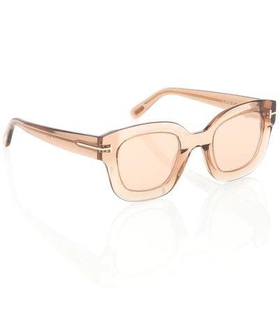 Shop Tom Ford Square Acetate Sunglasses In Beige