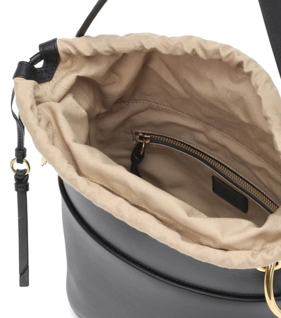 Shop Chloé Roy Small Leather Bucket Bag In Black