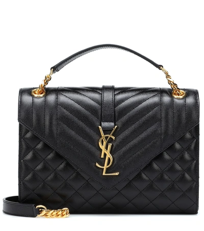 Shop Saint Laurent Envelope Medium Shoulder Bag In Black