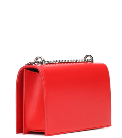 Shop Alexander Mcqueen Jewelled Leather Shoulder Bag In Red