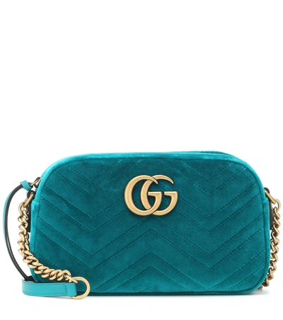 Shop Gucci Gg Marmont Small Shoulder Bag In Blue