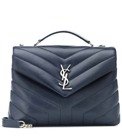 Shop Saint Laurent Small Loulou Leather Shoulder Bag In Blue