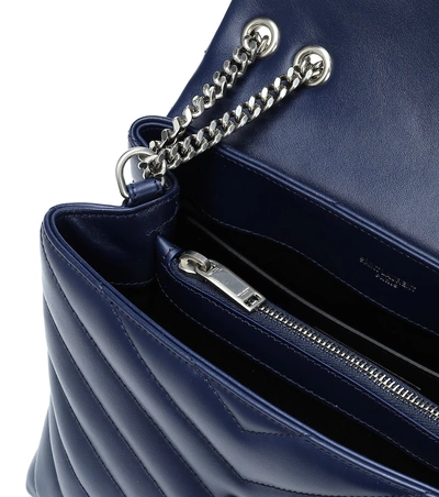 Shop Saint Laurent Small Loulou Leather Shoulder Bag In Blue