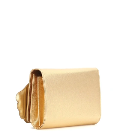 Shop Dolce & Gabbana Embellished Leather Shoulder Bag In Gold