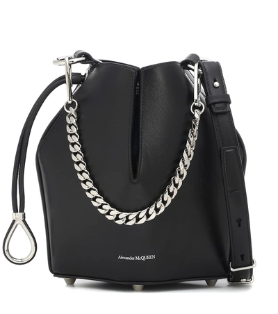 Shop Alexander Mcqueen Small Leather Bucket Bag In Black